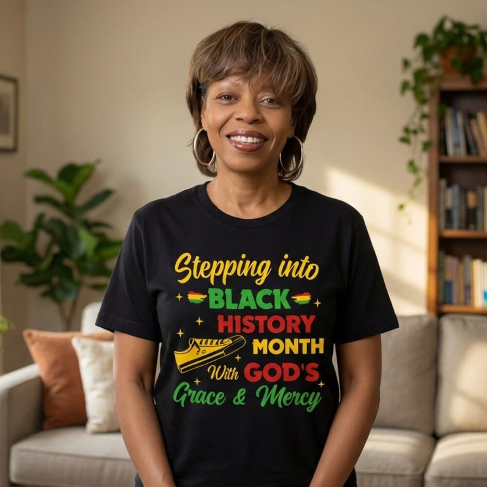 Black Graphic T-Shirt Stepping into Black History Month 1X-5XL
